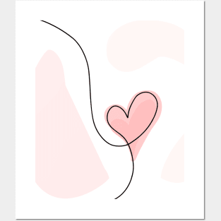 Heart One Line Art - Abstract Heart Single Line - Heart Continuous Line Posters and Art